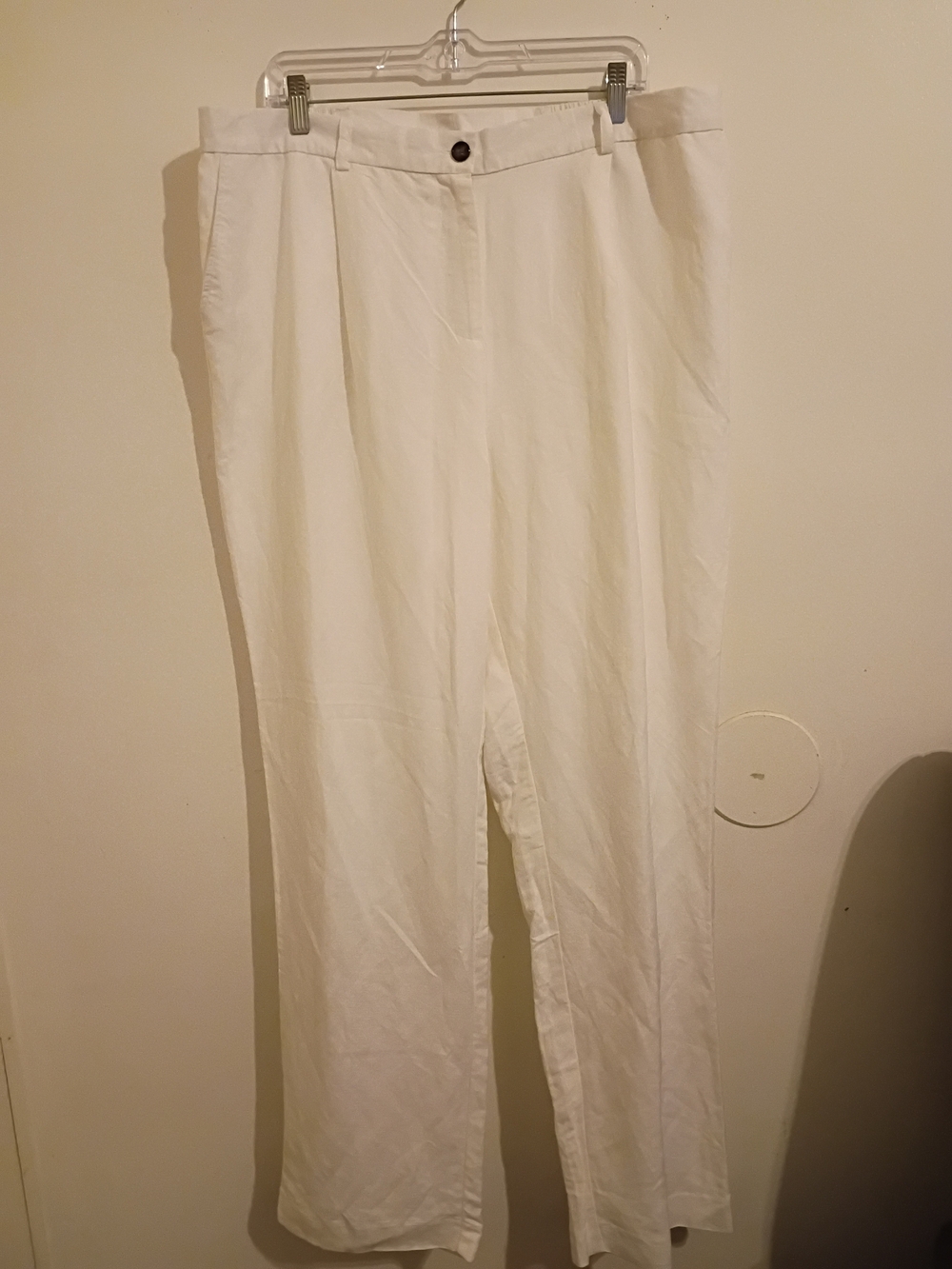 Jessica London Cream Straight-Leg Linen Blend Pants Sz 22T NWOT